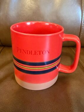 Pendleton Red Mug with Navy and Yellow Stripe